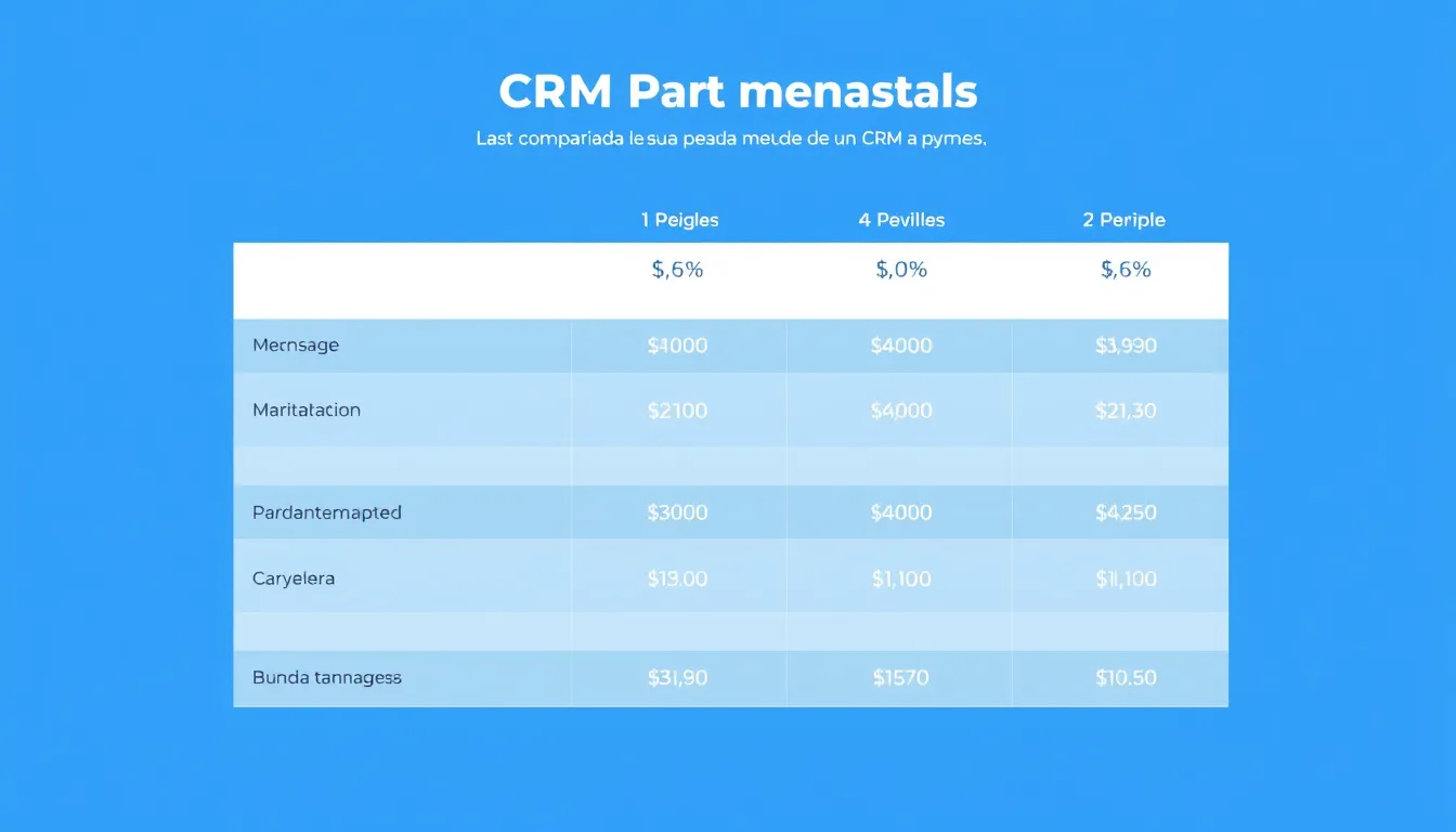 Tabla comparativa: coste mensual de un CRM para pymes — coste mensual de un CRM para pymes